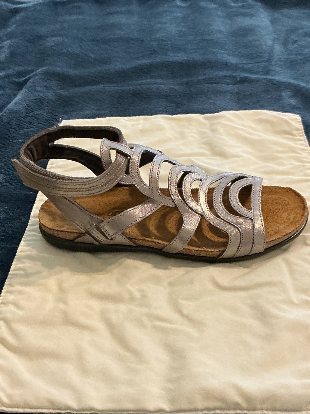 Naot Metallic Silver Strappy Comfort Sandals